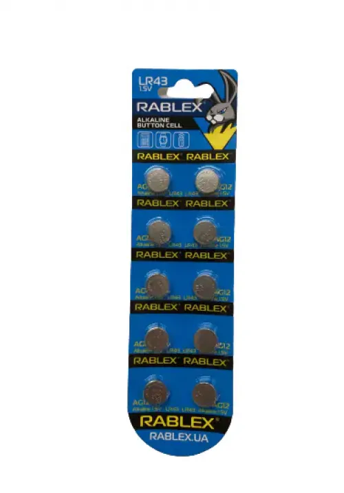 Батарейка для годинника RABLEX AG12/LR43 10шт/блістер (Ціна вказана за 10шт)