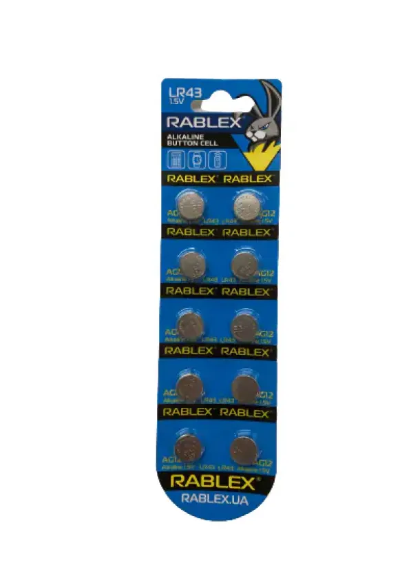 Батарейка для годинника RABLEX AG12/LR43 10шт/блістер (Ціна вказана за 10шт)