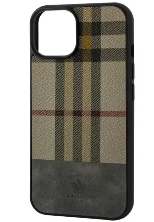 Чохол у стилі Burberry Polo для iPhone 13 (Сірий)