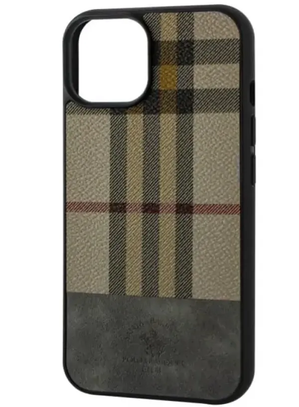 Чохол у стилі Burberry Polo для iPhone 13 (Сірий)