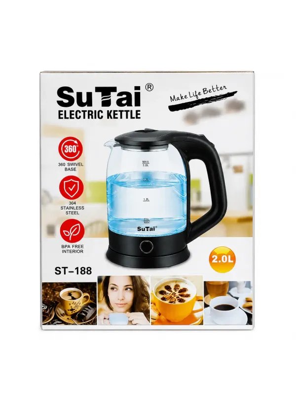 Дисковий електрочайник скло 2л 1500W Su Tai ST-188