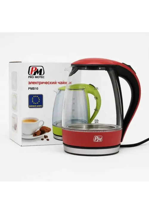 Дисковий електро чайник скляний (2 літри) Promotec PM-810E