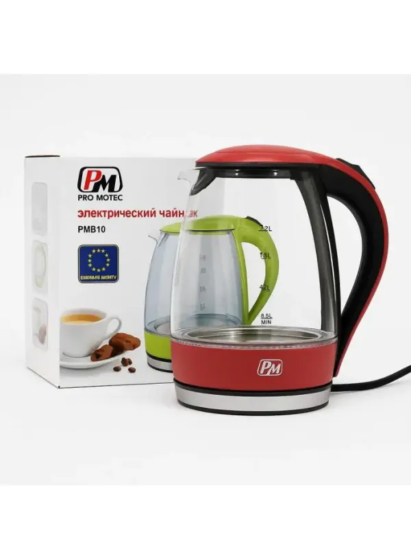Дисковий електро чайник скляний (2 літри) Promotec PM-810E