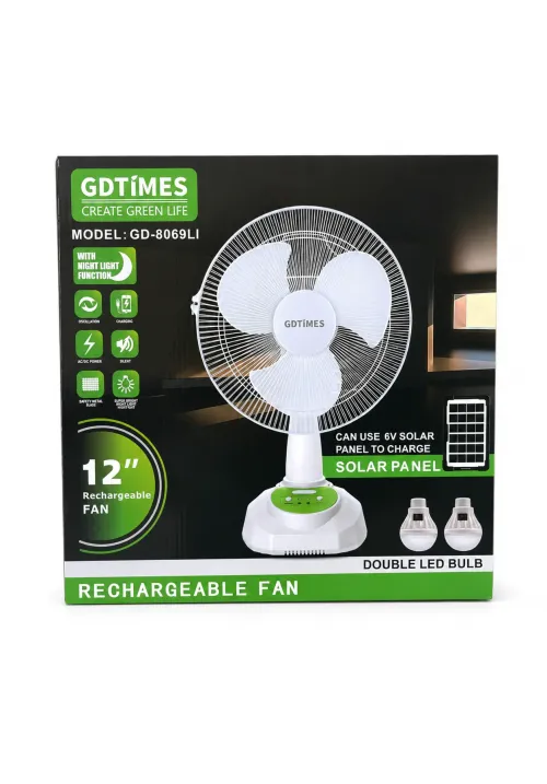 Настільний вентилятор акумуляторний 12'' GDTIMES GD8069LI (Solar)