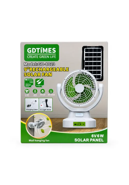 Настільний вентилятор акумуляторний GDTIMES GD-8023 (Solar)