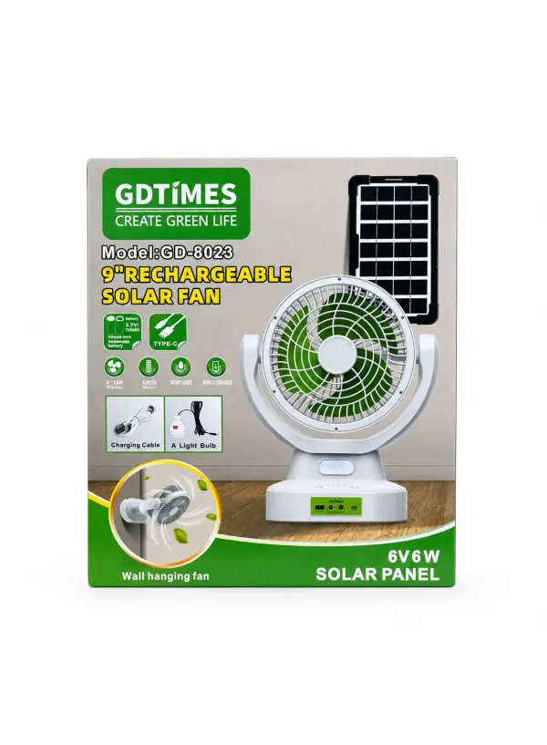 Настільний вентилятор акумуляторний GDTIMES GD-8023 (Solar)