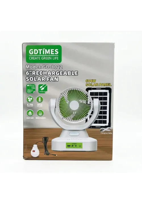 Настільний вентилятор акумуляторний GDTIMES GD-8022 (Solar)