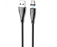 Магнітний кабель Hoco USB U75 Lightning Cable LED magnetic Blaze 1.2M 3A Black