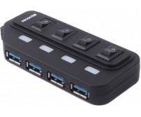  USB HUB удлинитель Maxxter 4 X USB 2.0 TYPE-A Black 